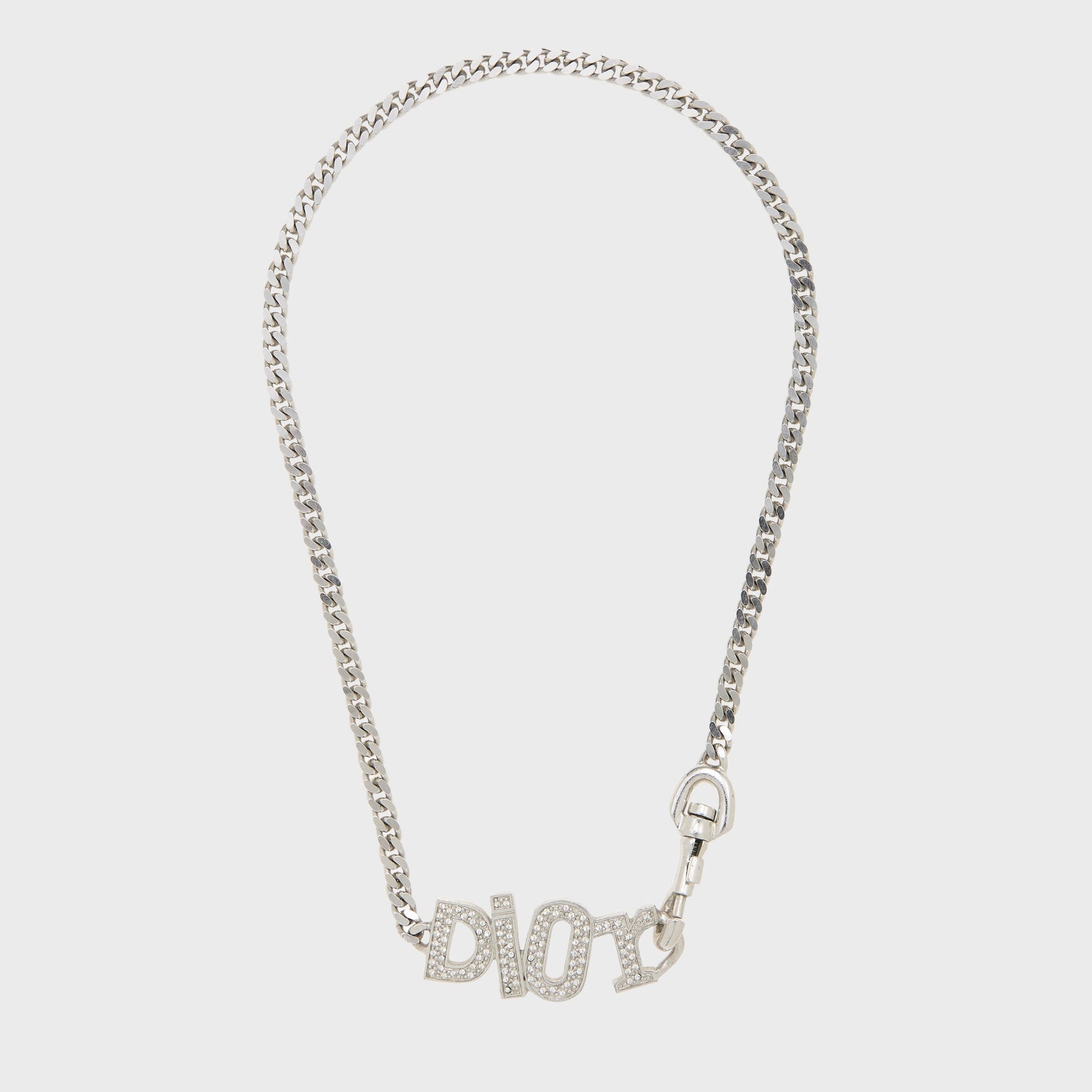 WGACA Dior Crystal Logo Necklace - Silver