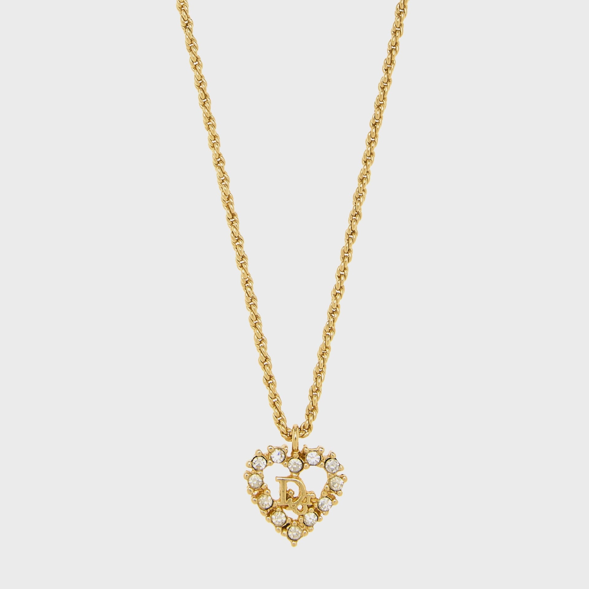 WGACA Dior Gold Crystal Heart Necklace - Gold