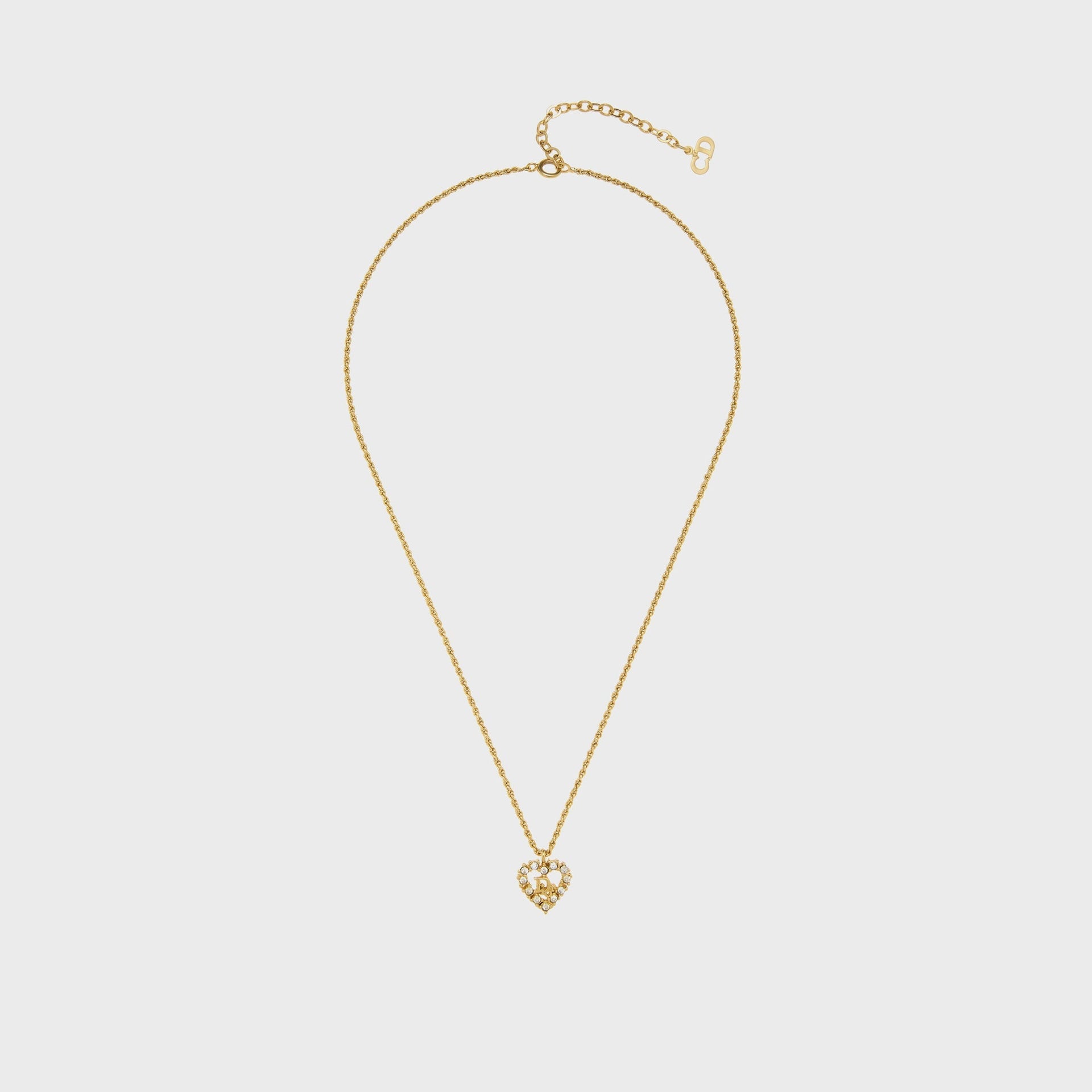 WGACA Dior Gold Crystal Heart Necklace - Gold