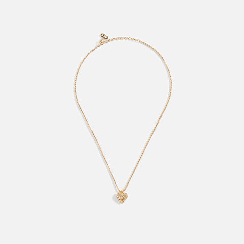 WGACA Dior Crystal Heart Necklace - Gold