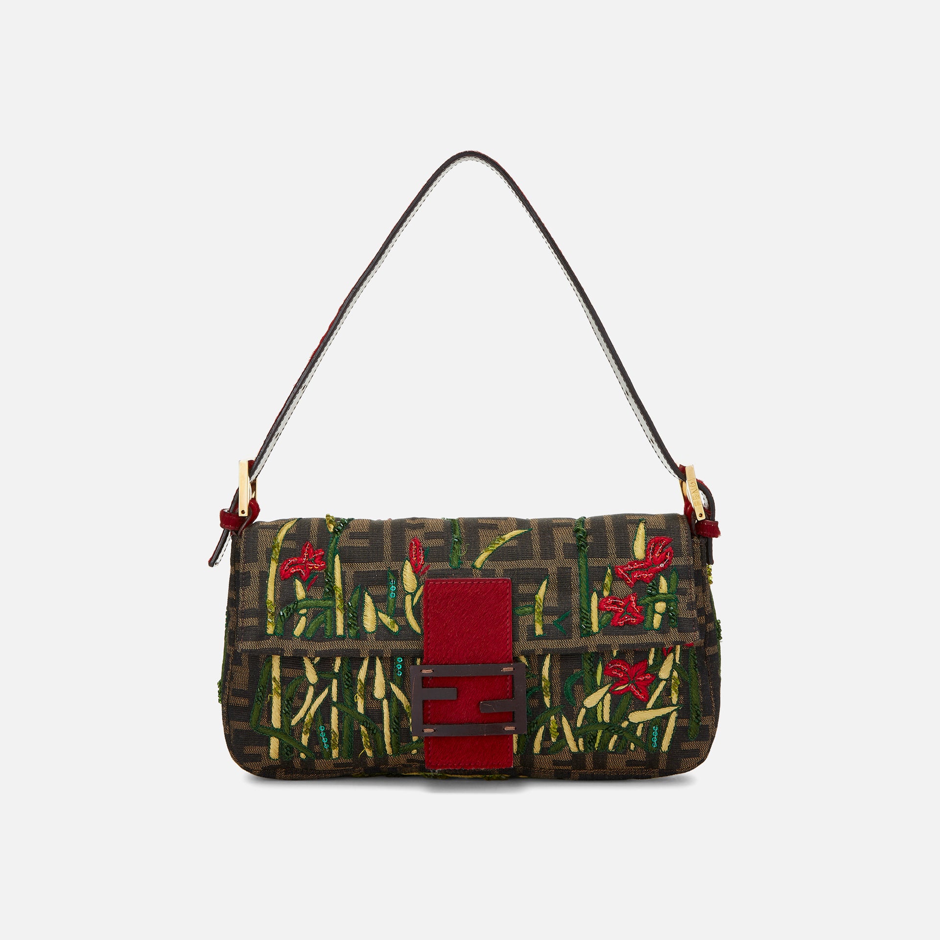 WGACA Fendi Embroidered Baguette - Red