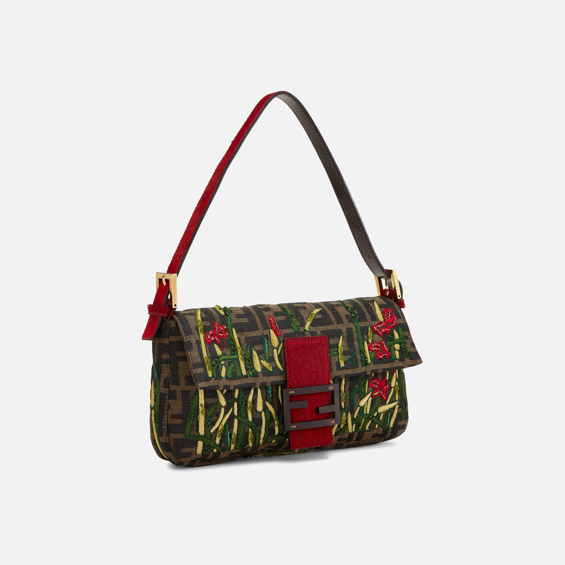 WGACA Fendi Embroidered Baguette - Red