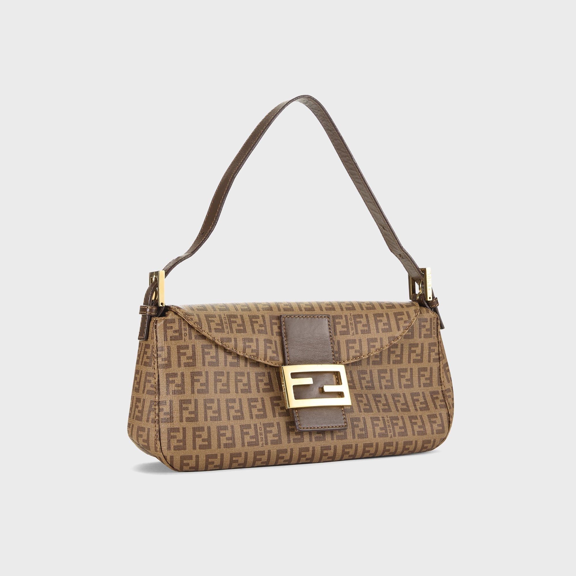 WGACA Fendi Zucchino Spalmati Vitello Forever Baguette Shoulder