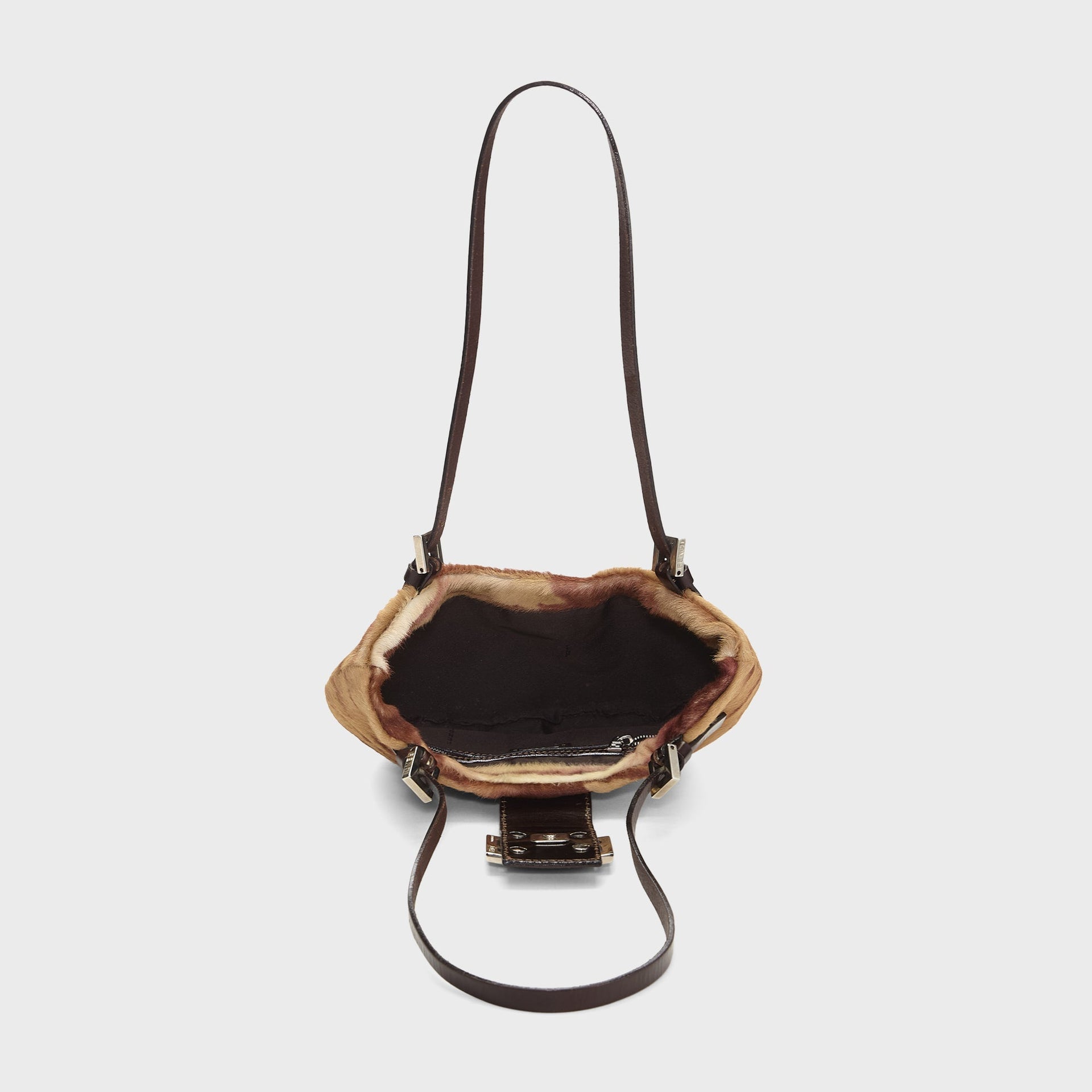 WGACA Fendi Brown Pony Hair Shoulder Bag - Brown