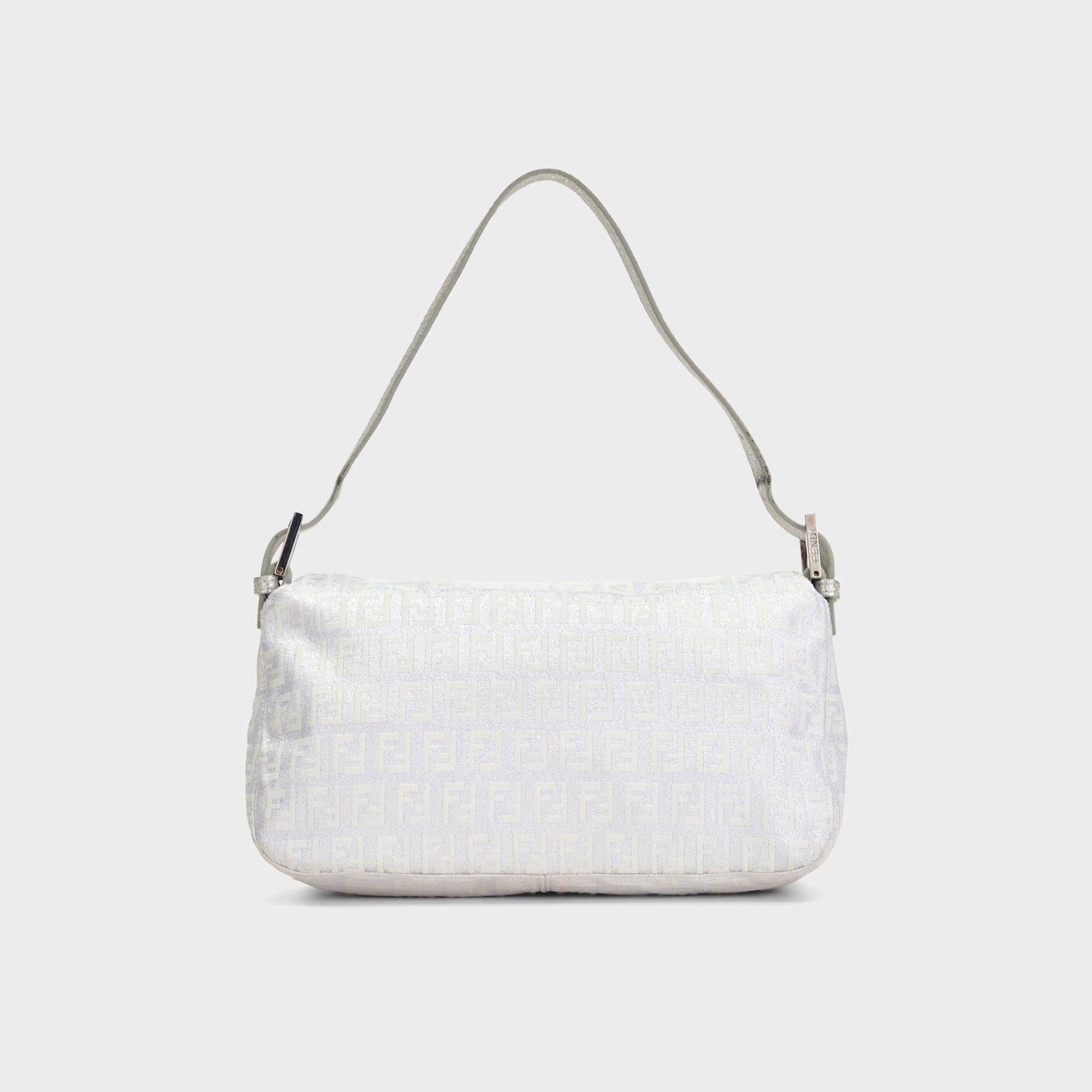 WGACA Fendi Zucchino Canvas Forever Baguette Bag - Silver
