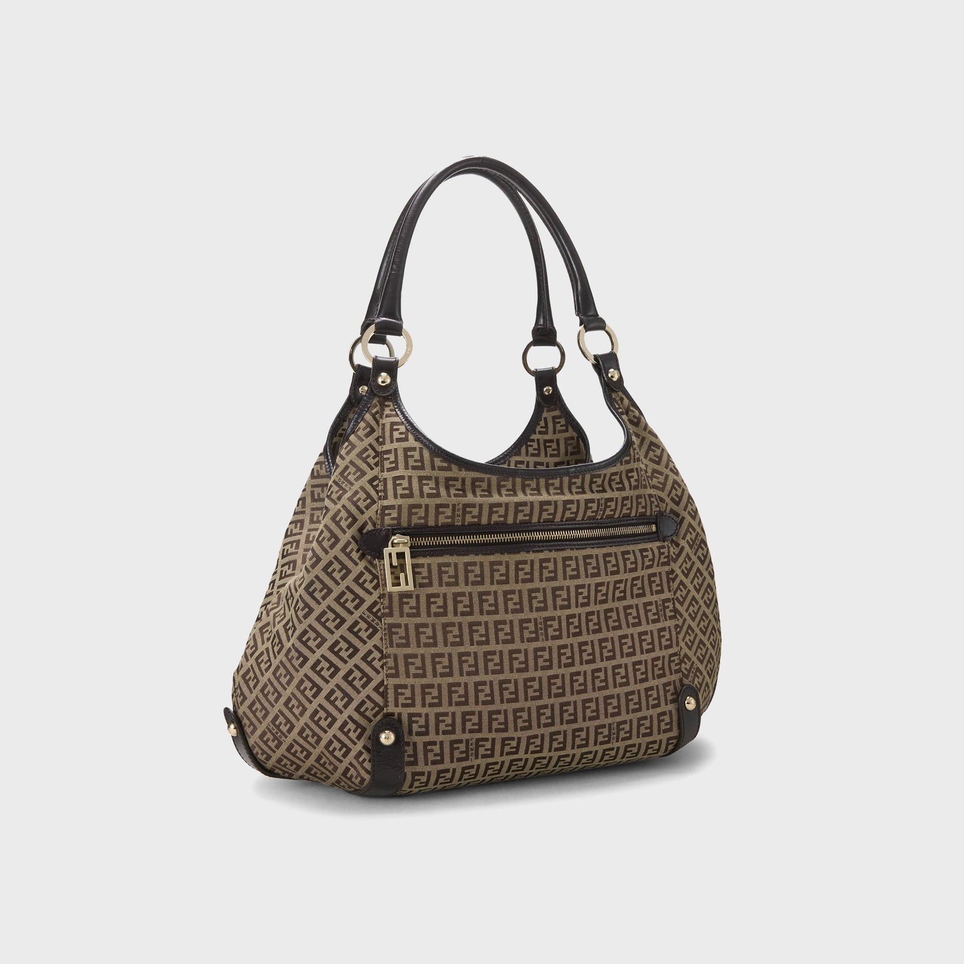 WGACA Fendi Zucca Nylon Canvas Shoulder Bag - Brown