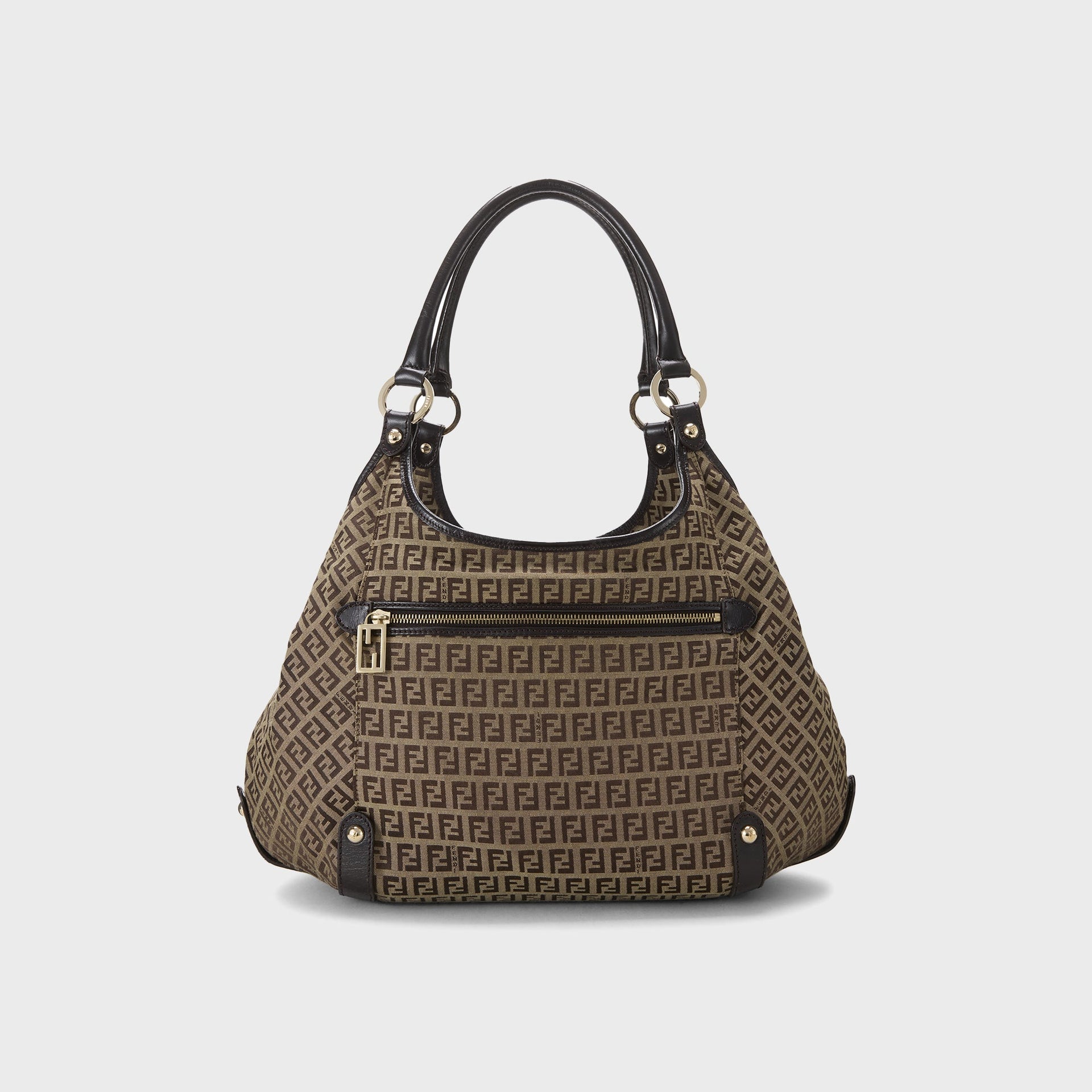 WGACA Fendi Zucca Nylon Canvas Shoulder Bag - Brown
