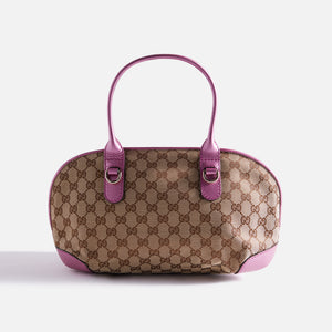 What Goes Around Comes Around Gucci Canvas Heart Bit Hand Bag - Pink