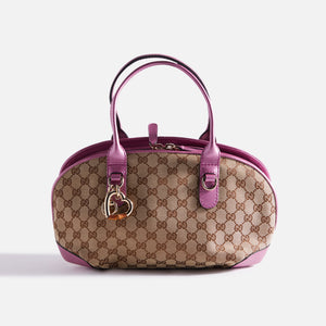 What Goes Around Comes Around Gucci Canvas Heart Bit Hand Bag - Pink