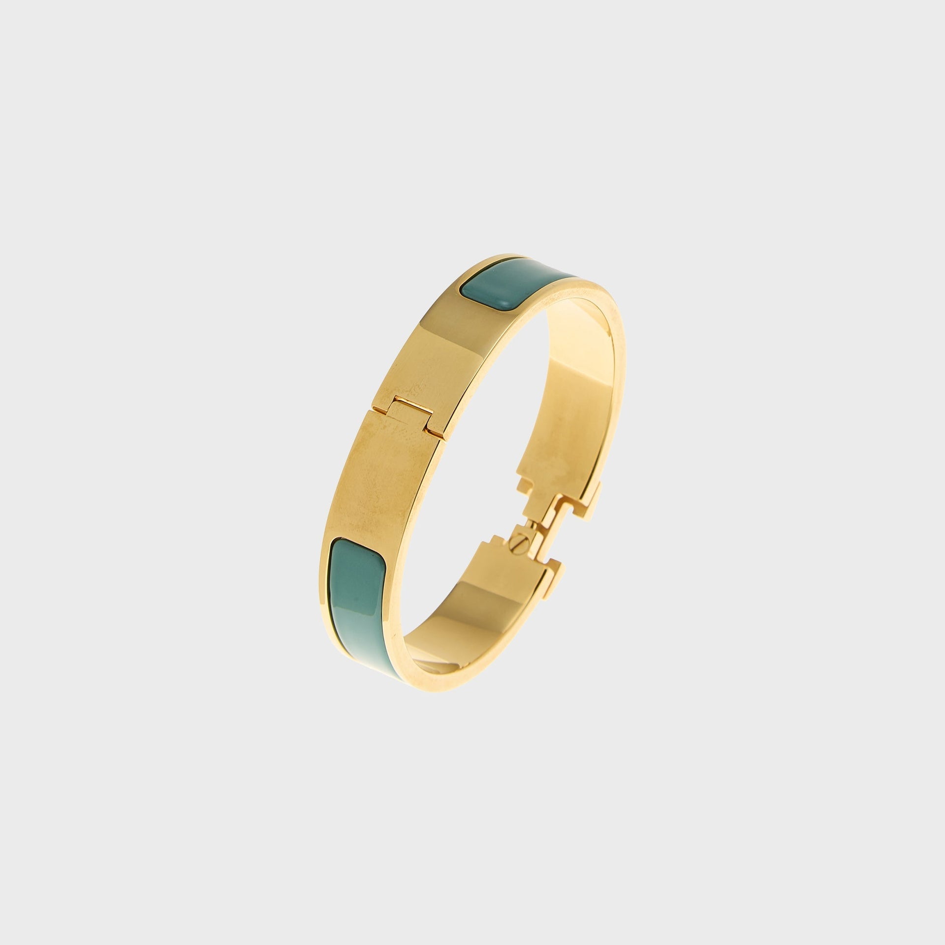 WGACA Hermes Clic Clac Narrow Bracelet - Green / Gold