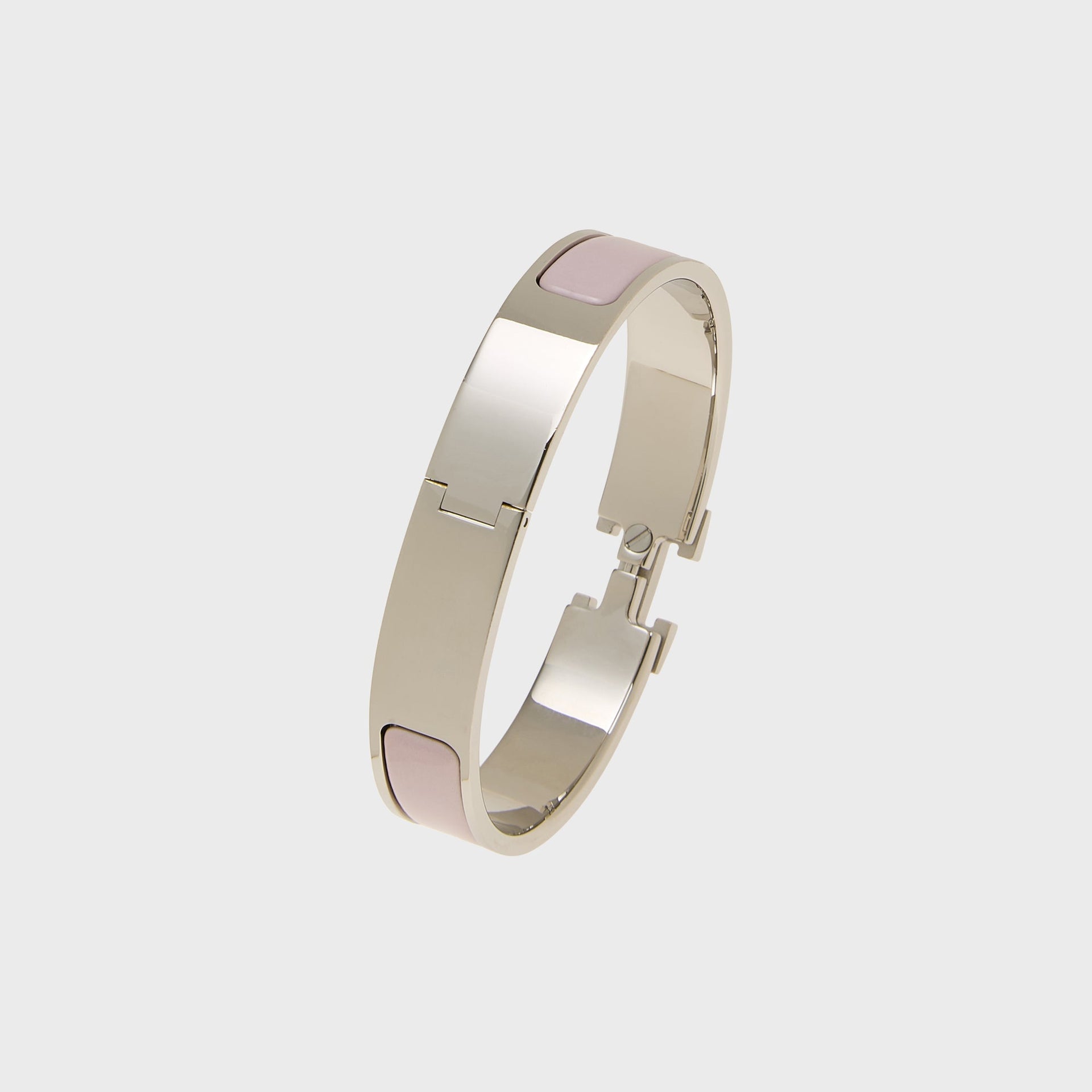 WGACA Hermes Pink Enamel Clic Clac 'H' Bracelet - Pink / Silver