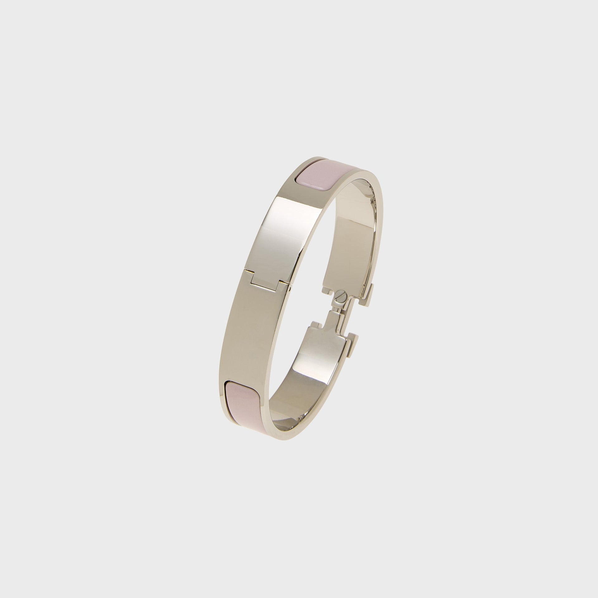 WGACA Hermes Clic Clac Narrow H Bracelet - Pink / Silver