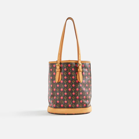 WGACA Louis Vuitton x Takashi Murakami Cherry AB Bucket Petite Bag - Brown