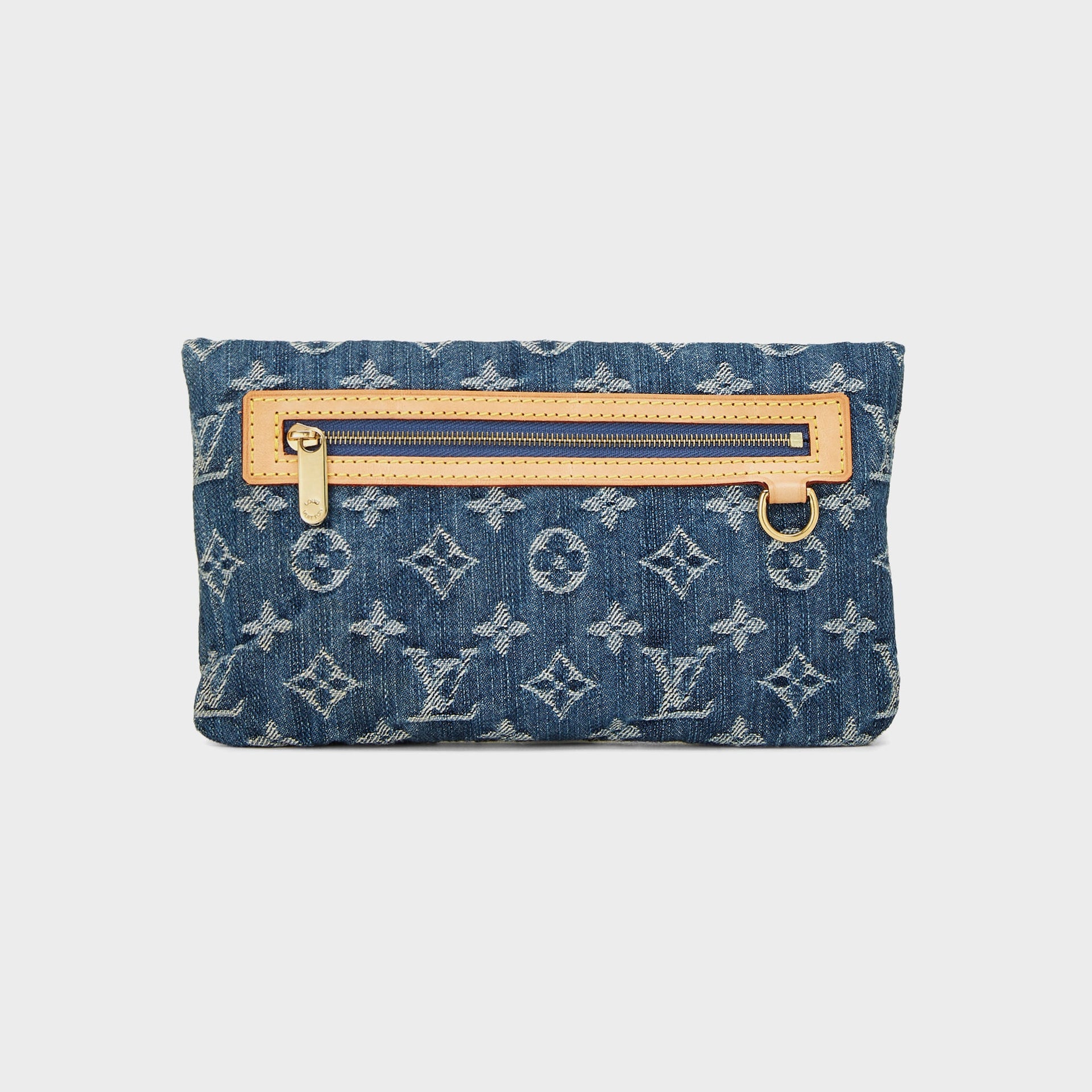 WGACA Louis Vuitton Denim Pochette Plate Clutch in Blue