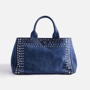 What Goes Around Comes Around Prada Denim Bijou Canapa Small - Blue