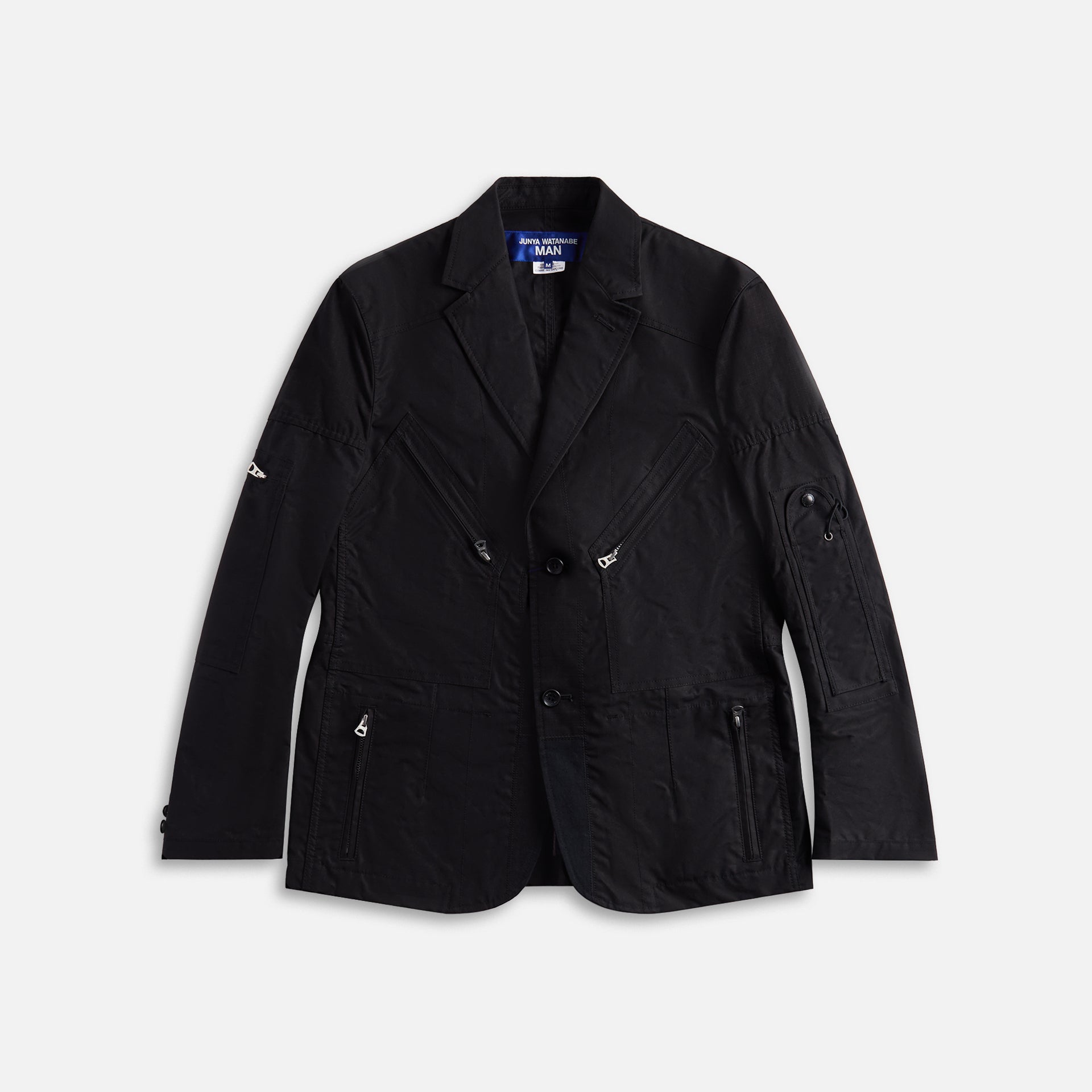 Junya Watanabe Man Cotton Weather Cloth Polyester Ripstop Linen Oxford Jacket - Black