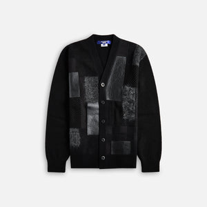 Junya Watanabe Man Wool Mix Intarsia Leather Print  - Black