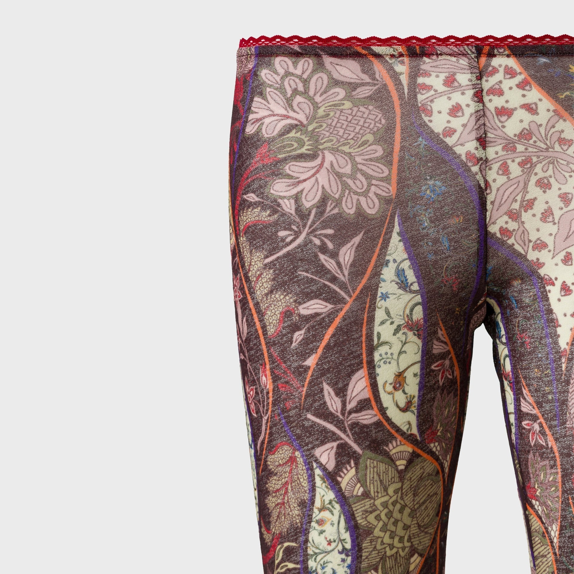 Siedres Printed Mesh Semi-Sheer Flare Pants - Multi