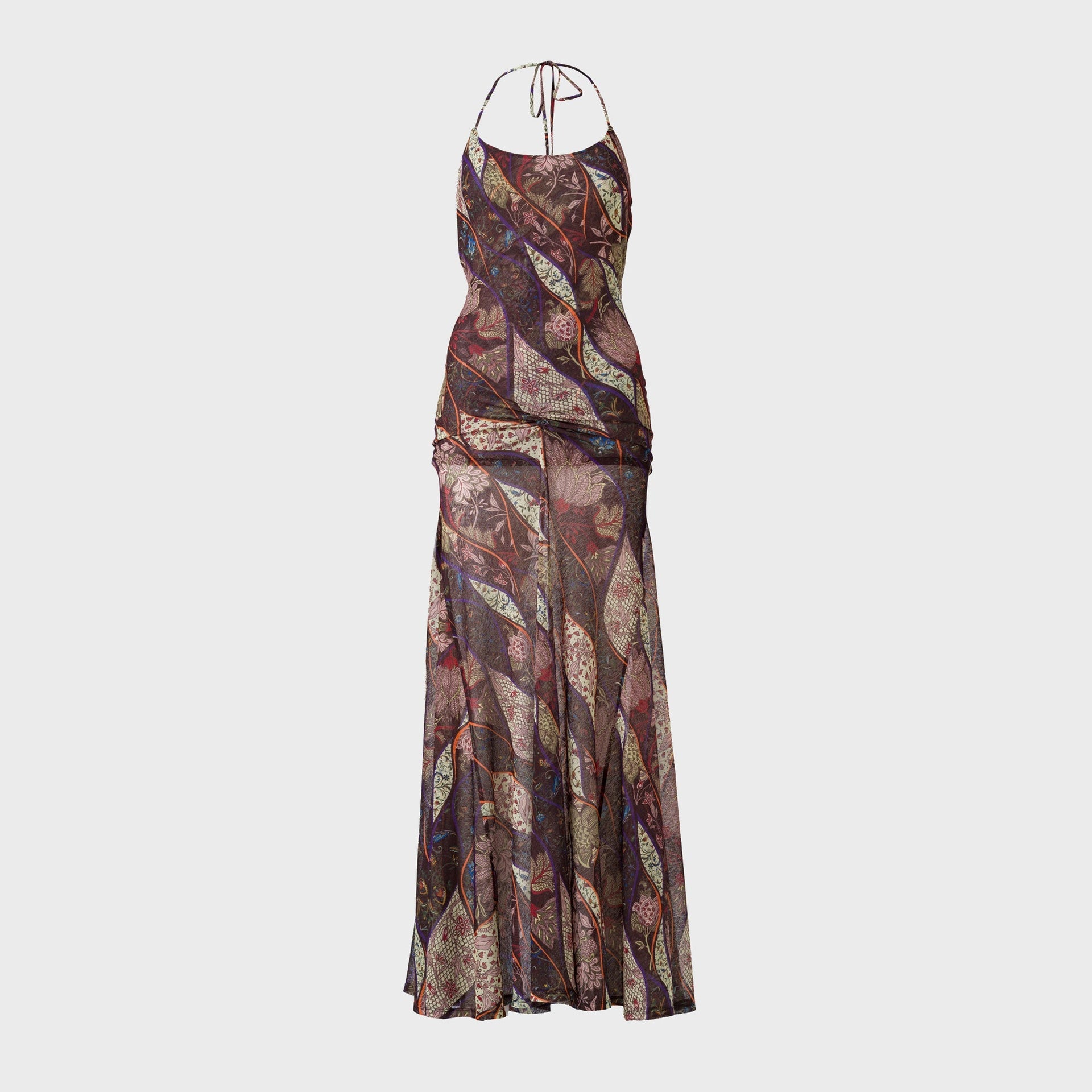Siedres Printed Mesh Maxi Slip Dress - Multi