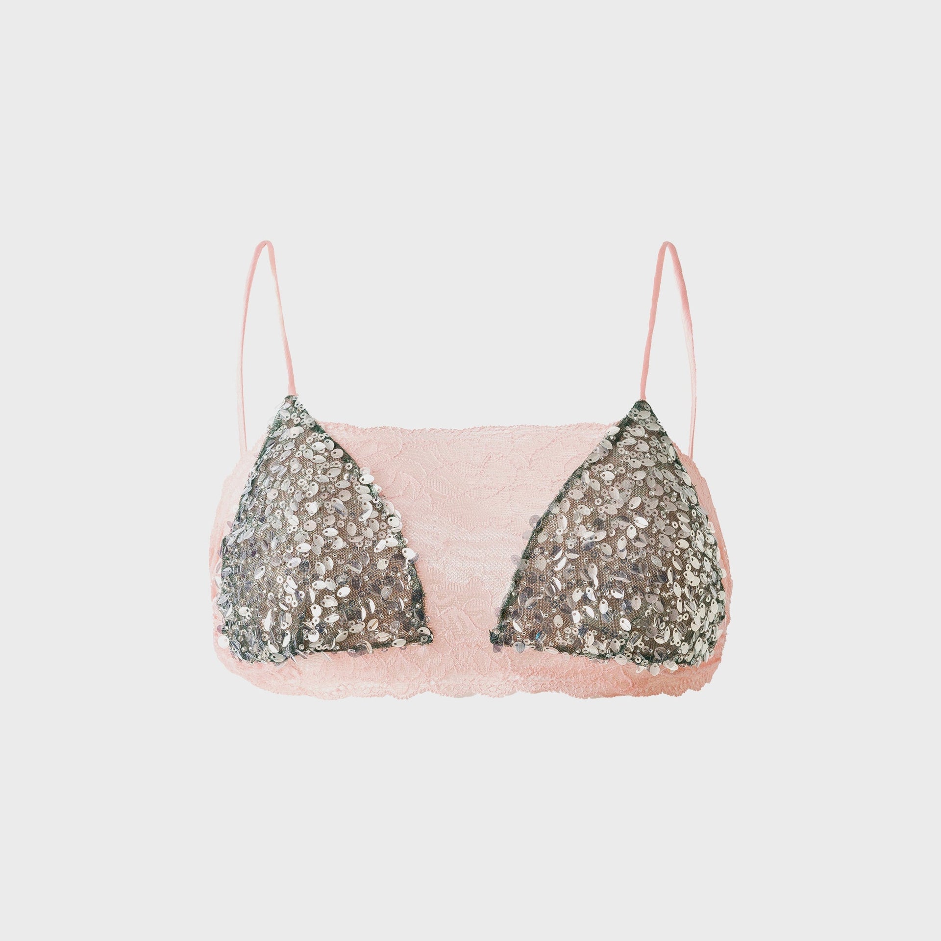 Siedres Sequined Lace Bralette - Pink