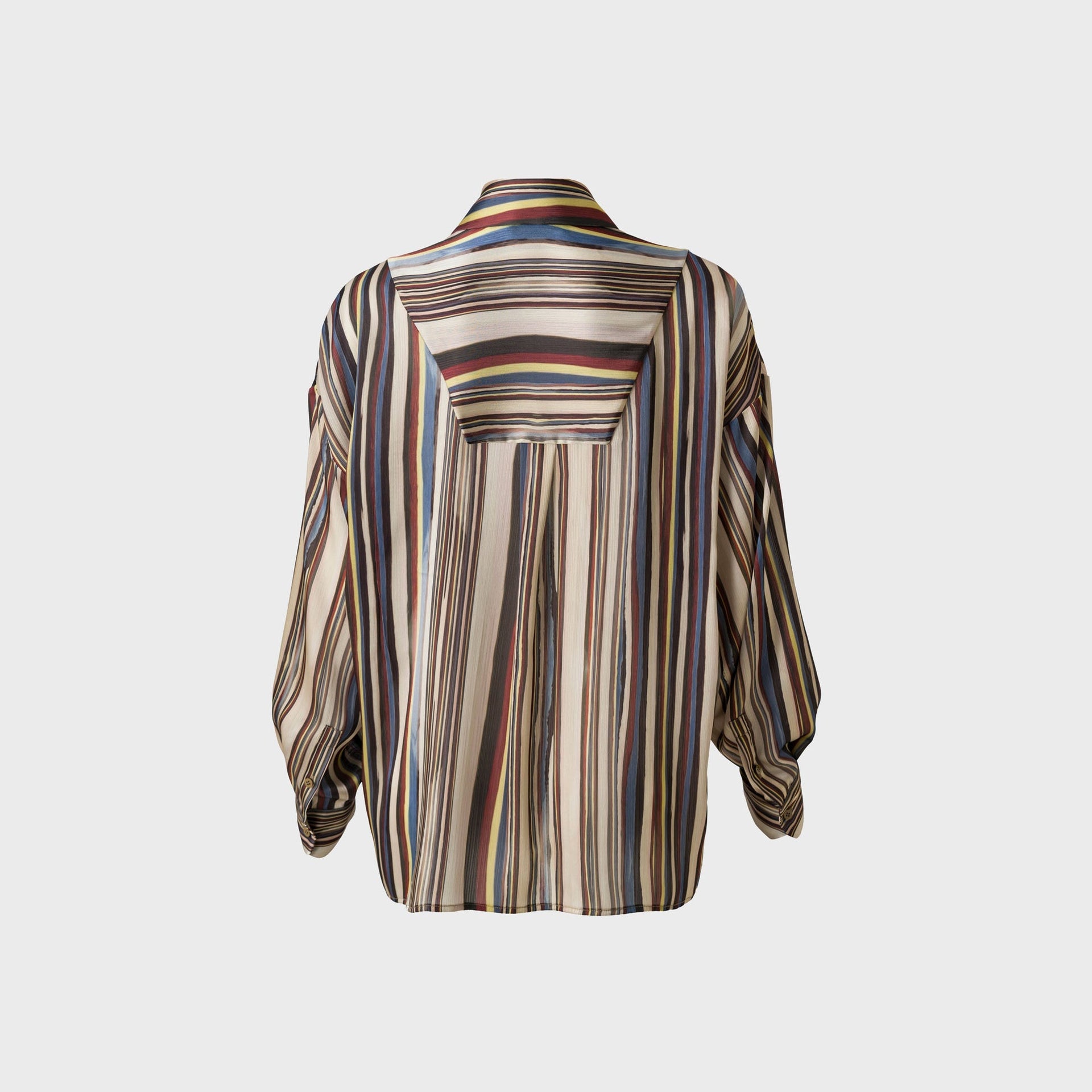 Siedres Oversized Satin Shirt with Front Pockets - Multi