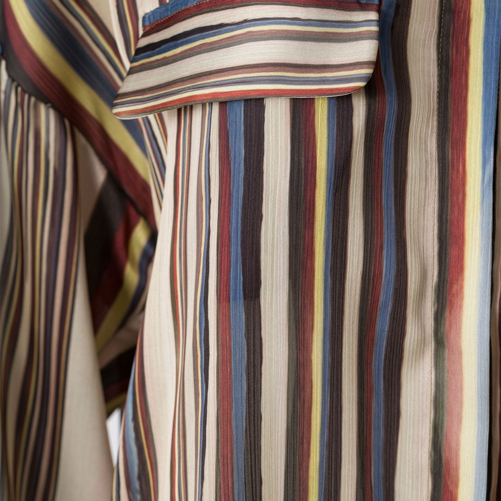 Siedres Oversized Satin Shirt with Front Pockets - Multi