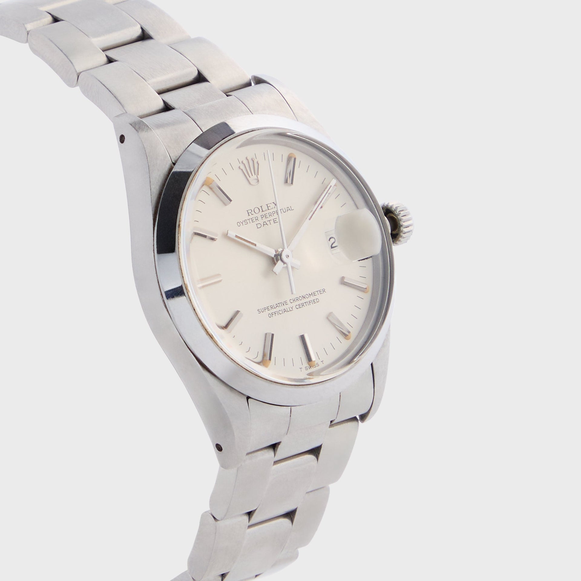 Wind Vintage Rolex Silver Dial Date Reference 15000 Unpolished - Silver