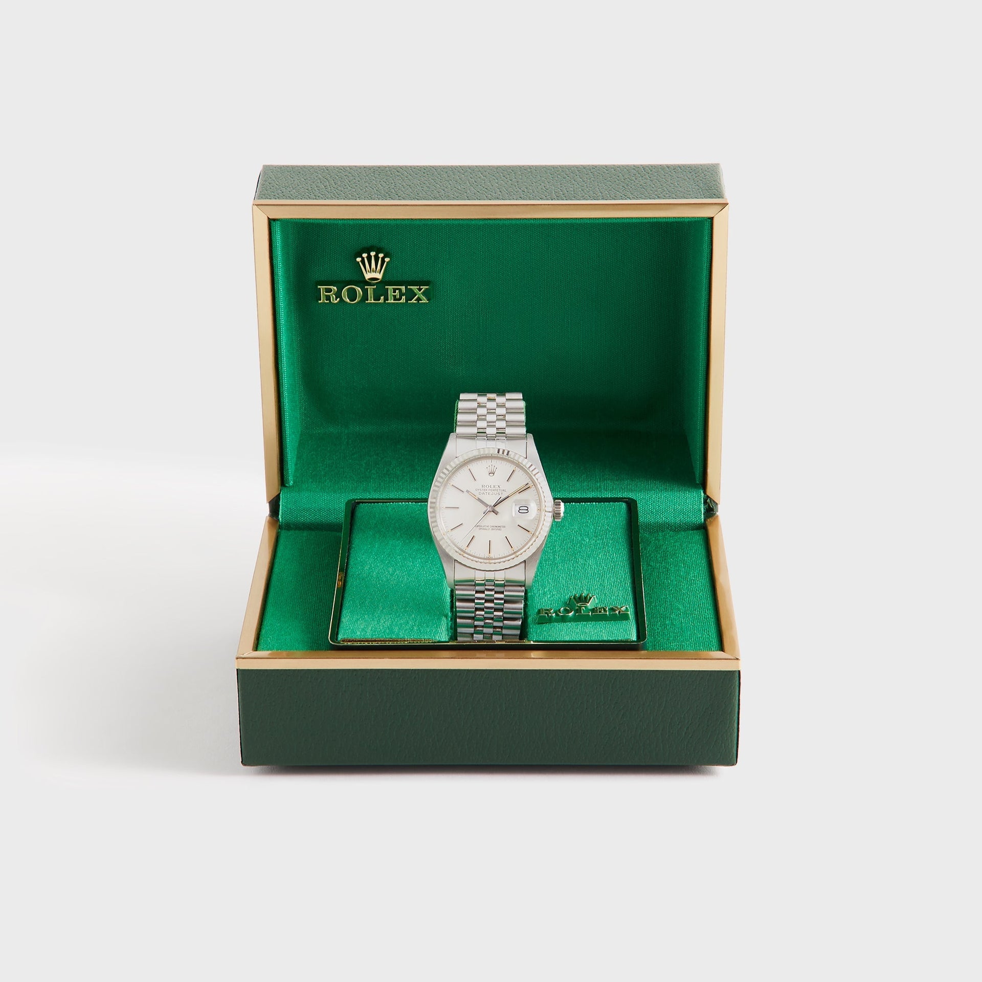 Wind Vintage Rolex Datejust Reference 16014 Silver Dial Unpolished Full Set - Silver