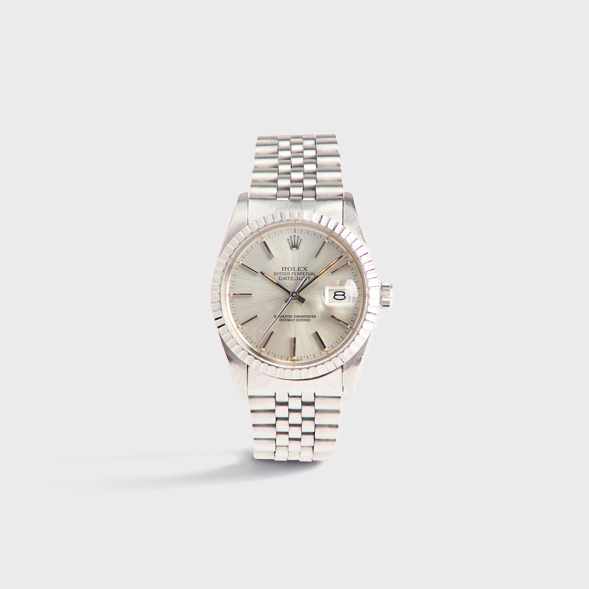 Wind Vintage Rolex Datejust Silver Sunburst Dial Unpolished