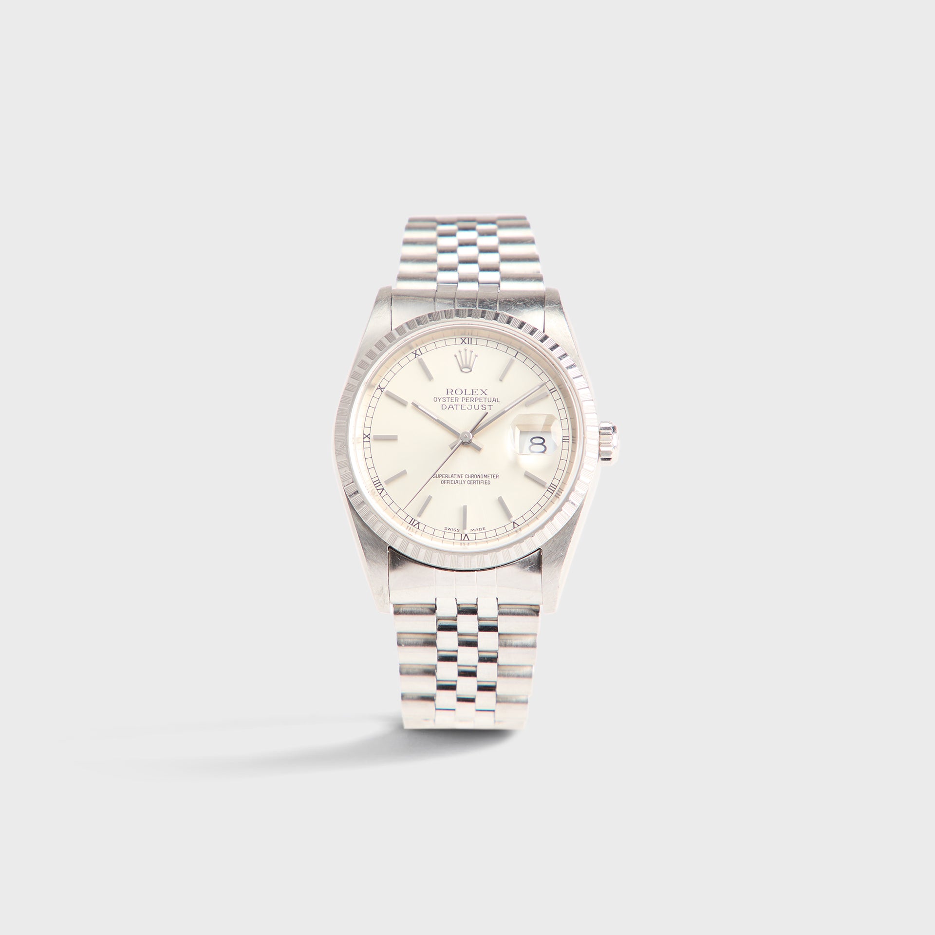 Wind Vintage Rolex Silver Datejust Reference 16220 Unpolished