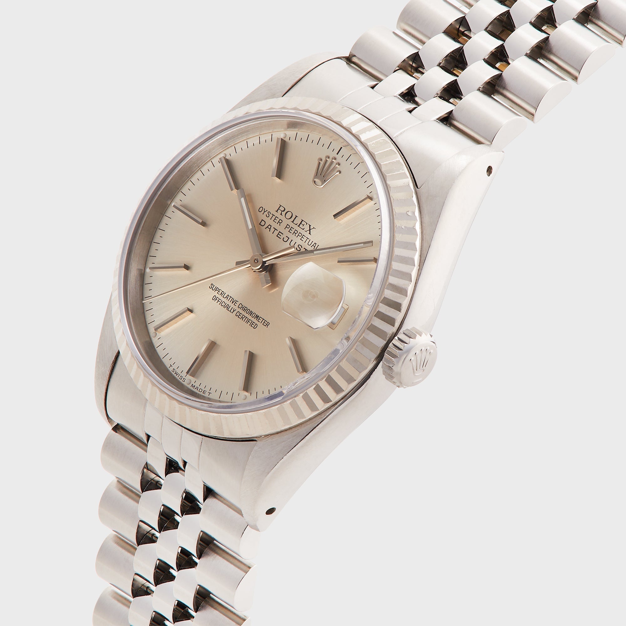 Wind Vintage Rolex Datejust Reference 16234 Unpolished Silver Dial