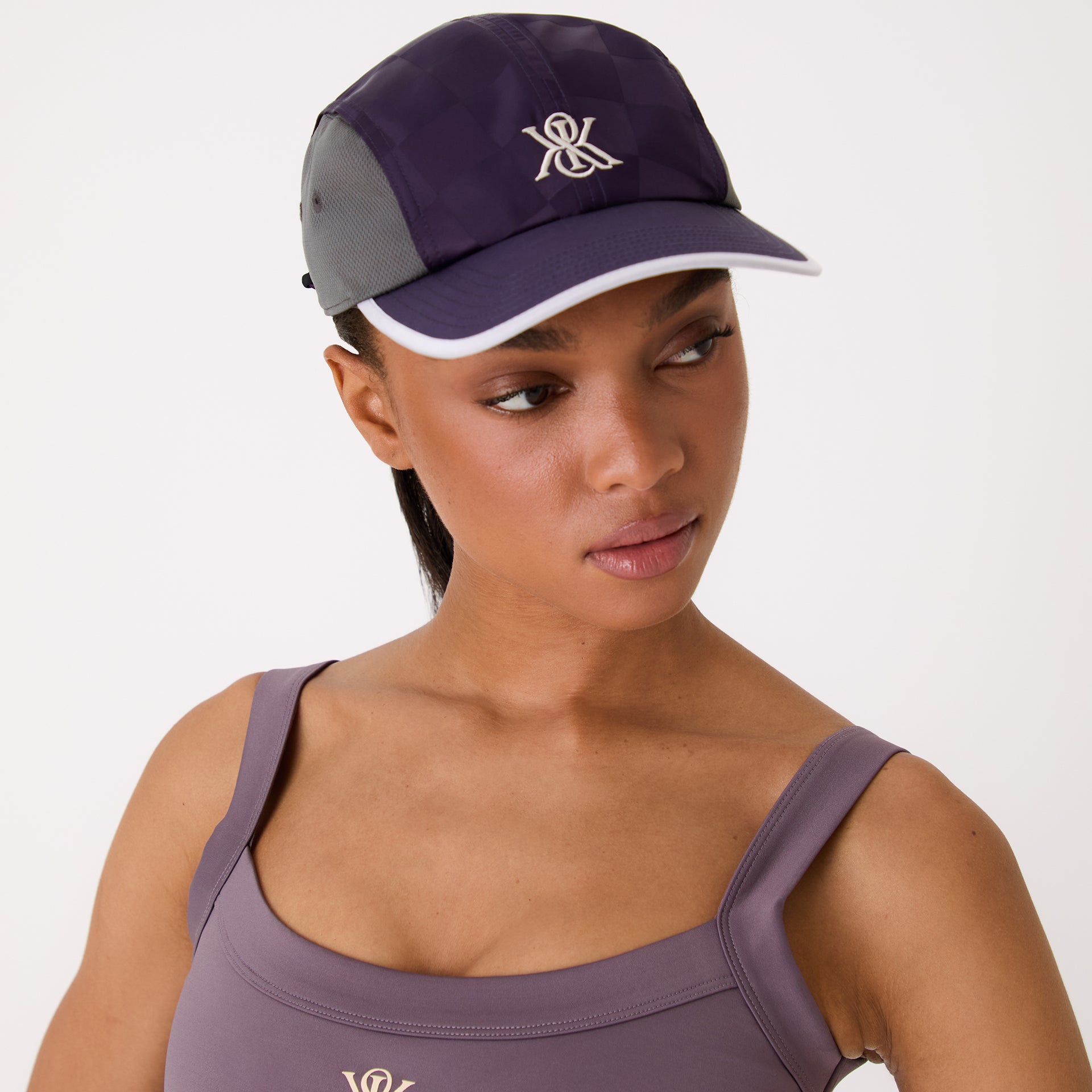 Kith Women Checkered Satin Camper Cap - Nightshade