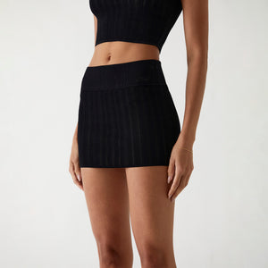 Kith Women Arys Pointelle Knit Mini Skirt - Black