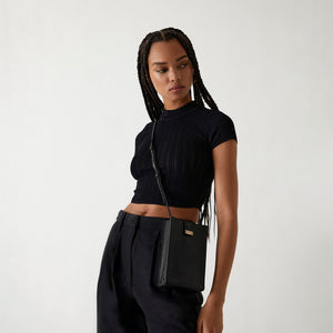 UrlfreezeShops Women Emmett Croc Mini Bag - Black