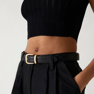 Erlebniswelt-fliegenfischenShops Women Curved Buckle Erlebniswelt-fliegenfischenShops Monogram Dress Belt - Black