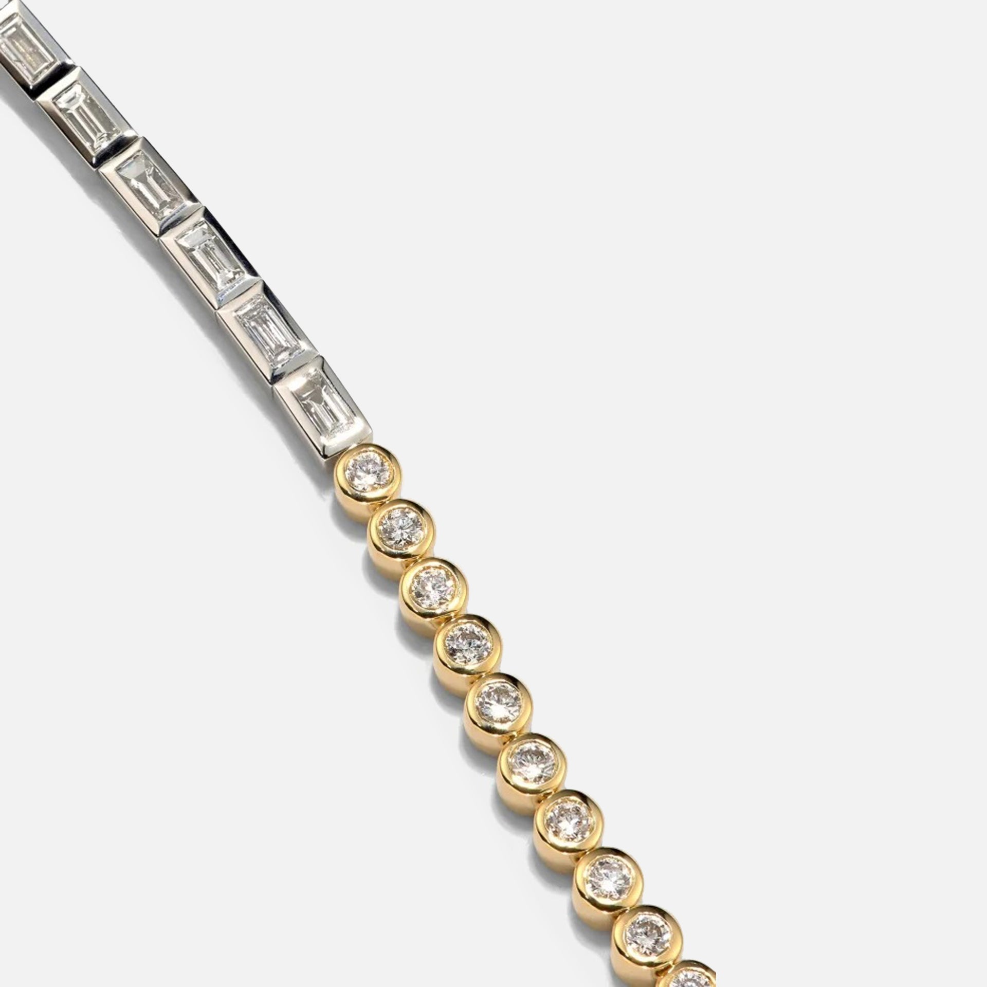 Yvonne Leon Baguette Riviere Bracelet - Yellow Gold / White