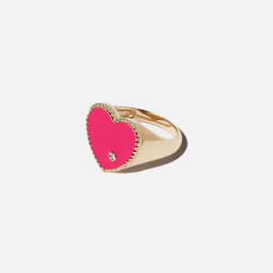 Yvonne Leon Chevaliere Coeur Ring - Yellow Gold with Neon Rose