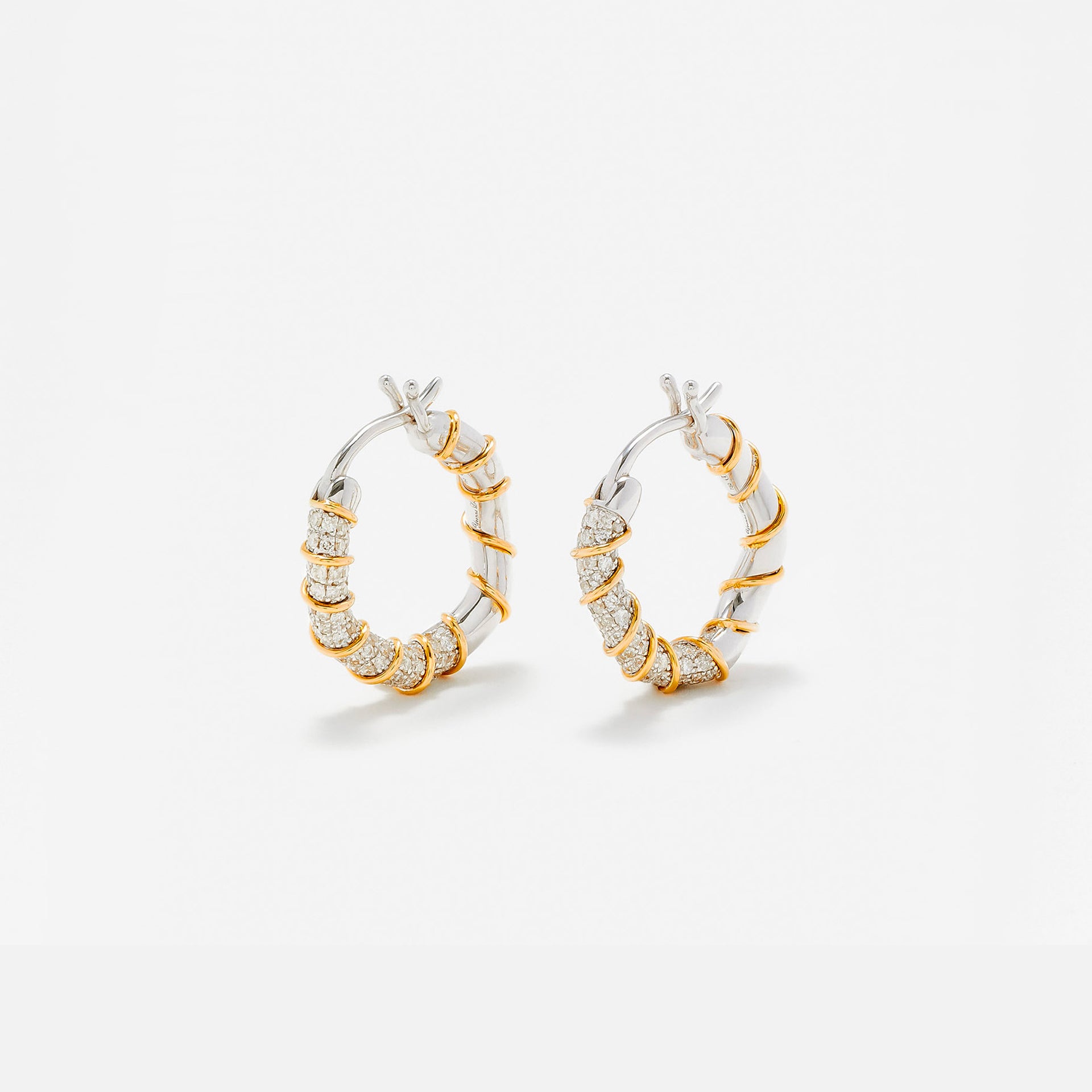 Yvonne Leon Mini Creole Twists Earrings - Gold / White