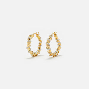 Yvonne Leon Paire De Creoles Twistees Gold Diamants OJ Hoop Earring - Yellow