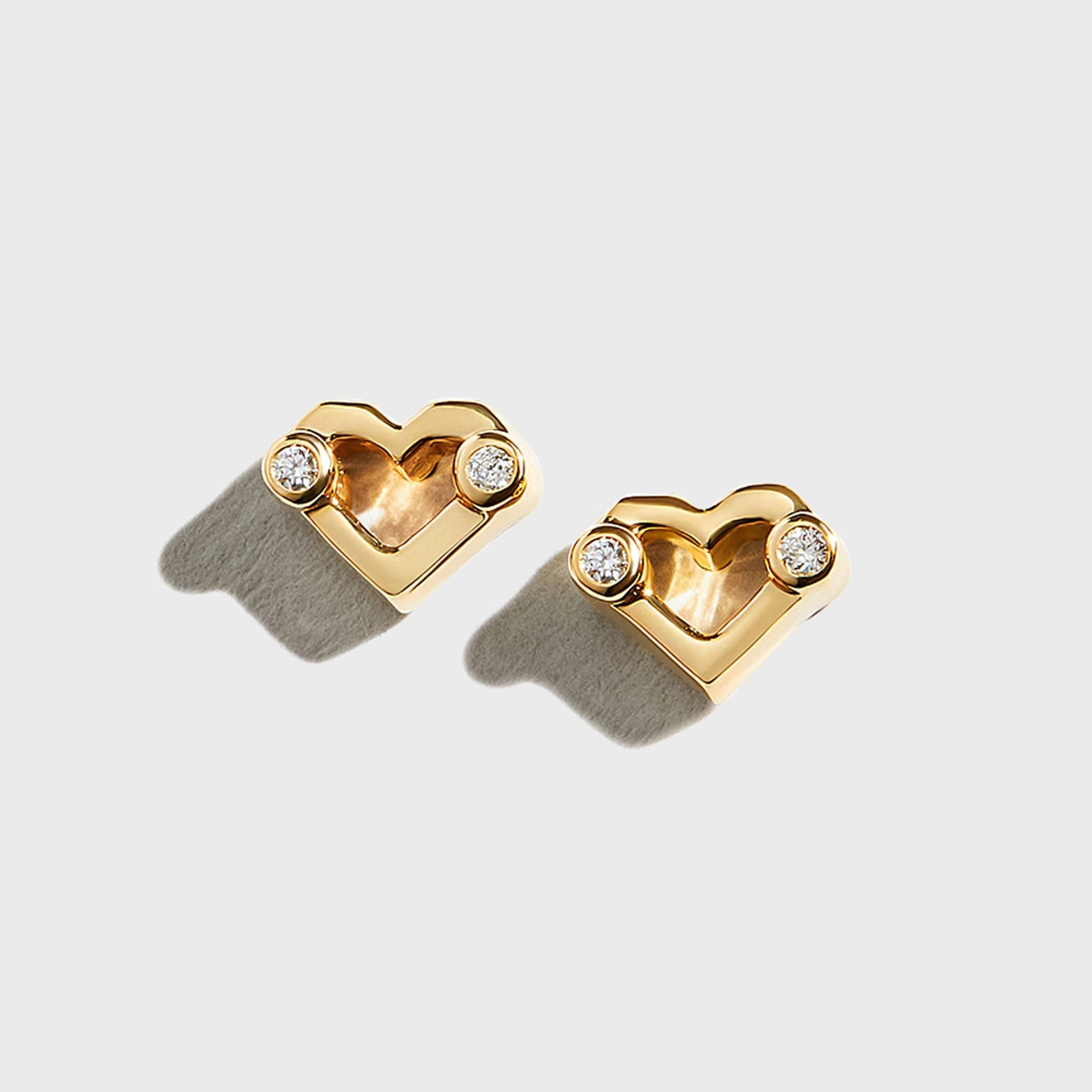 Greg Yuna Umlaut Heart Stud Earrings in Gold