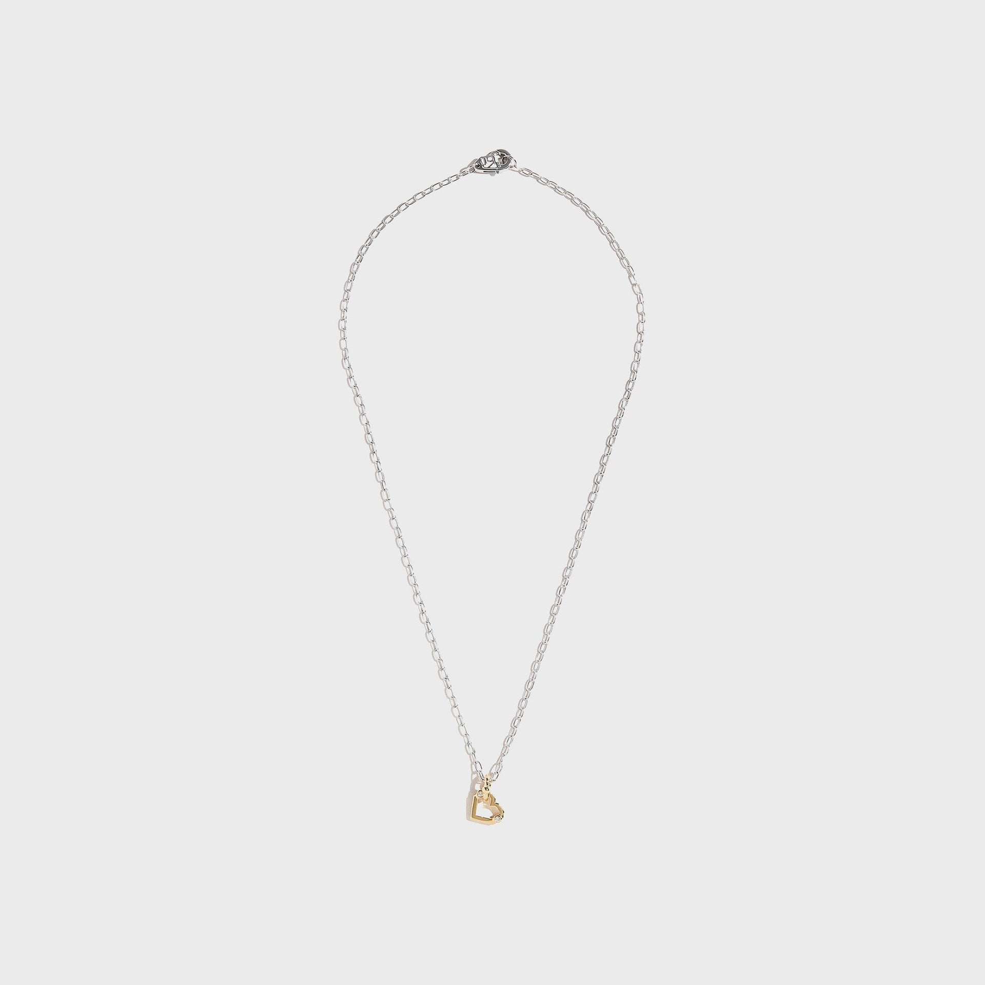 Greg Yuna Umlaut Heart Drop Necklace in Silver / Gold