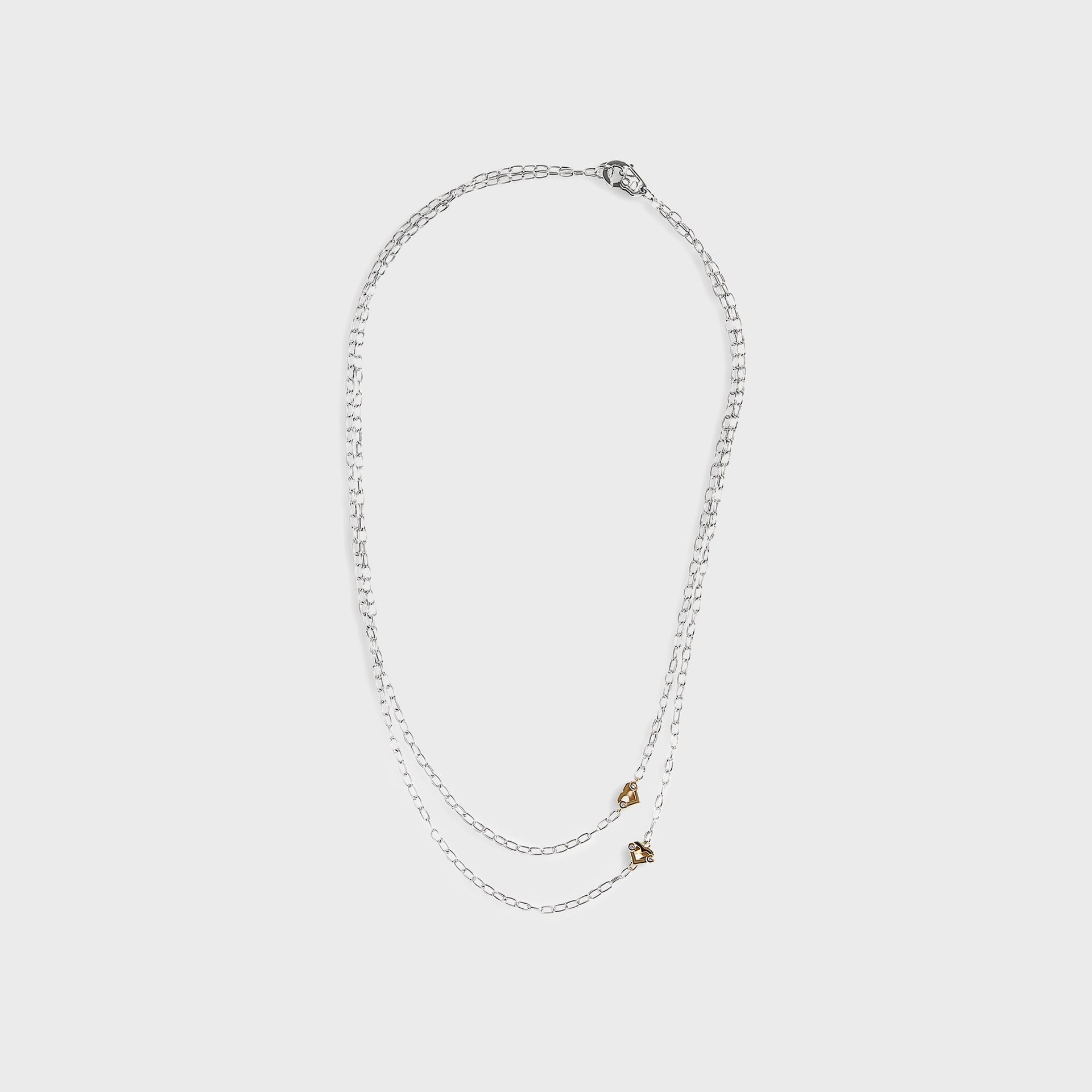Greg Yuna Umlaut Heart Double Chain Necklace in Silver / Gold