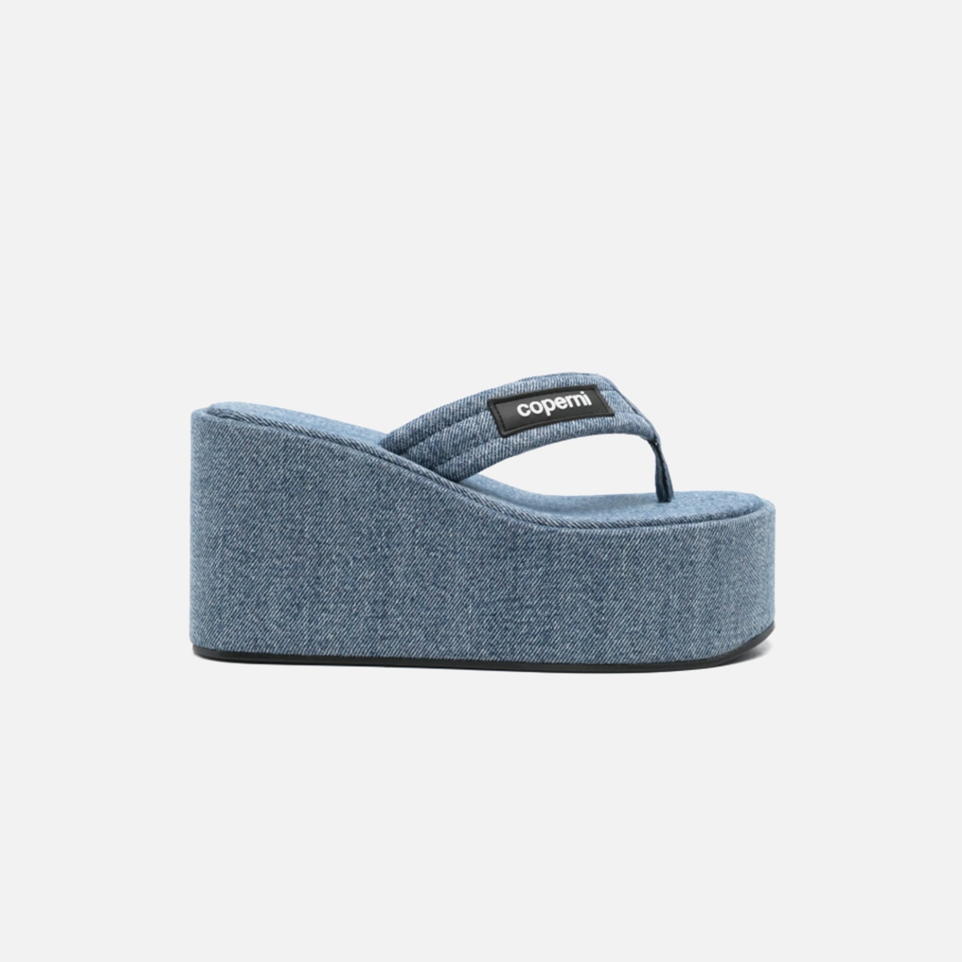 Coperni Denim Branded Wedge Sandal - Blue