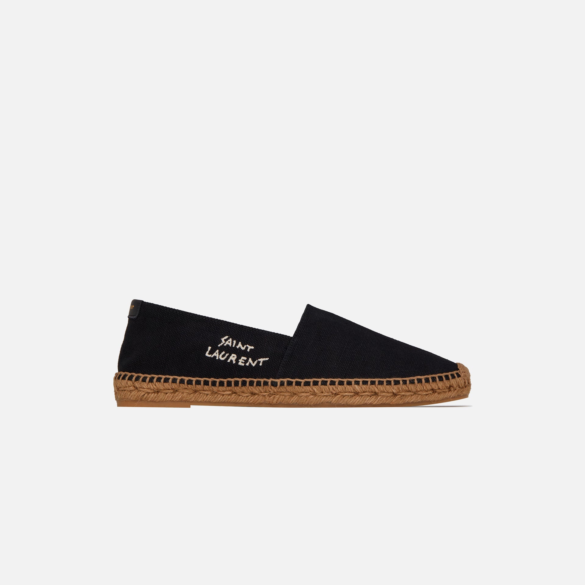 Saint Laurent Embroidery Espadrille - Toile Plato / Cuir Moon Noir