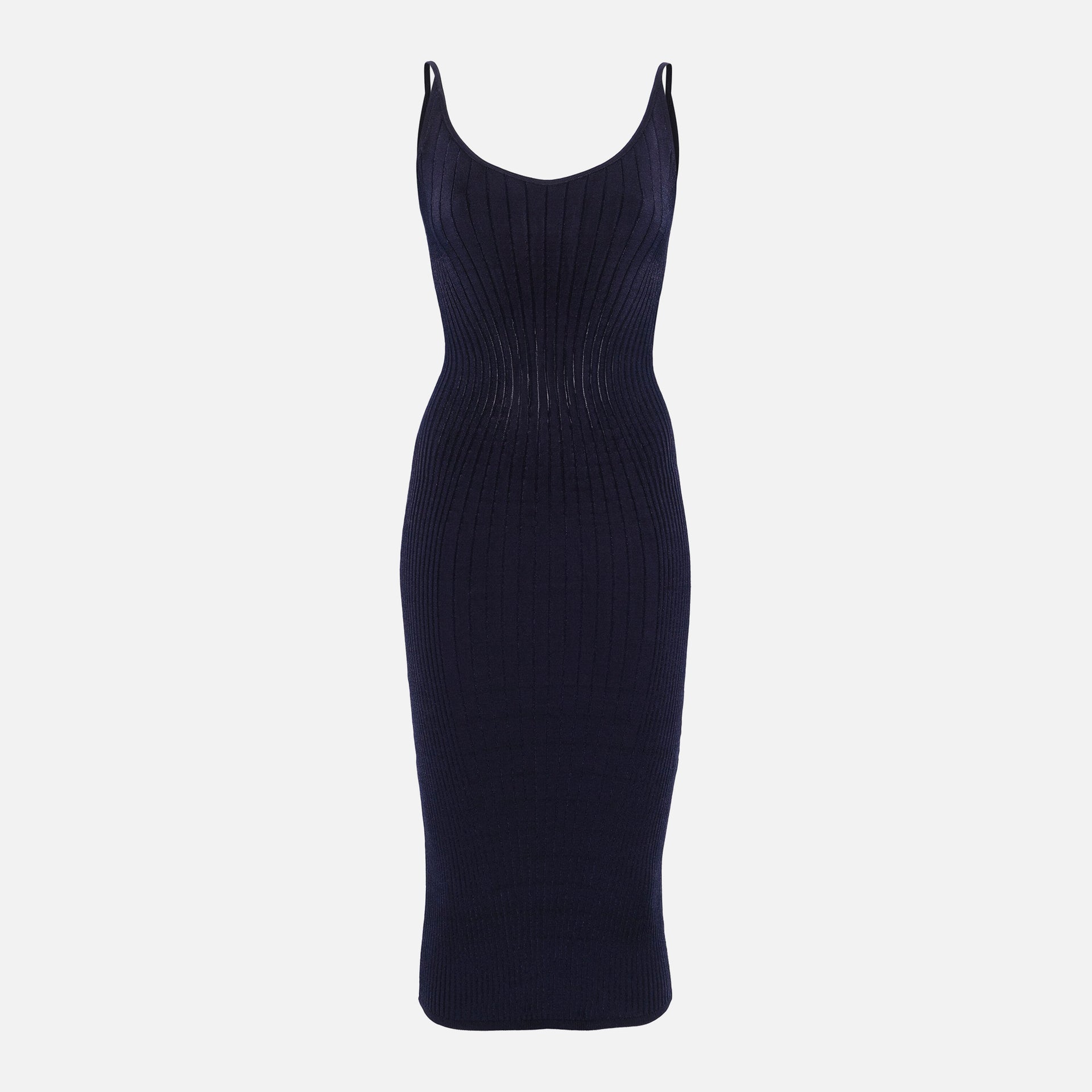 Mugler Ribbed Dress Home - Midnight Blue