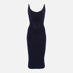 Mugler Ribbed Dress - Midnight Blue