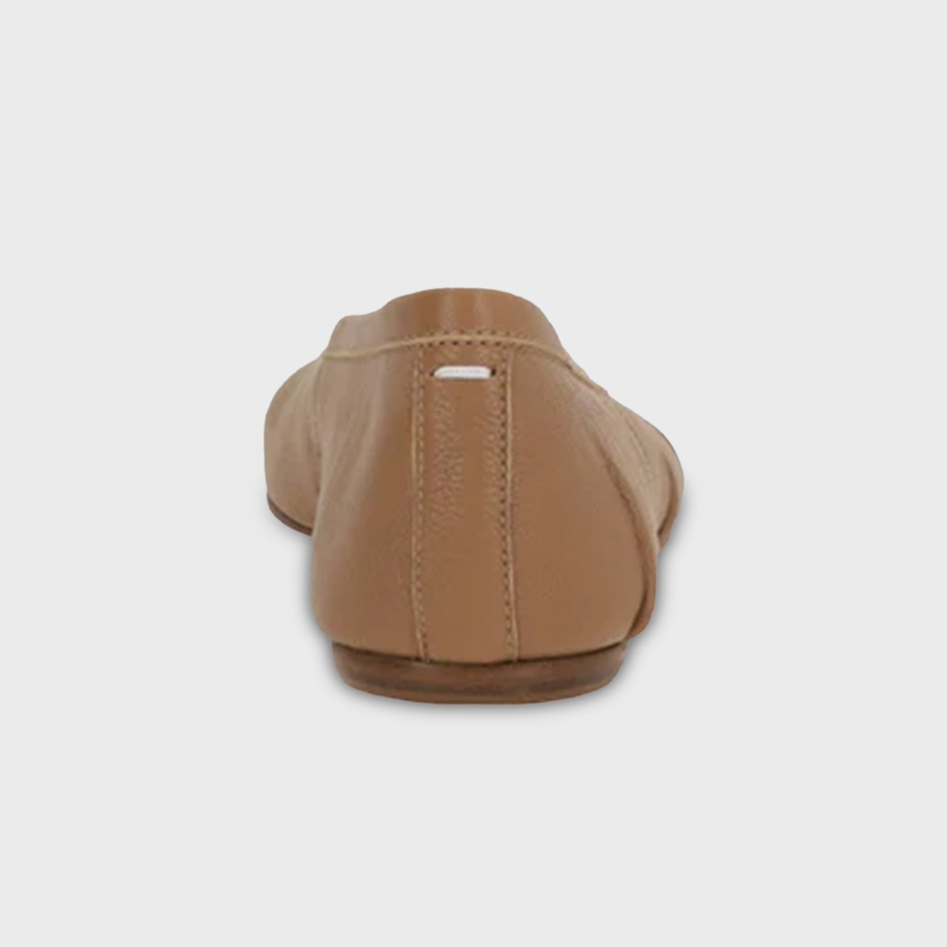 Maison Margiela WMNS Tabi ballerina flat in nude tan leather, rear heel view showing metal brand tab