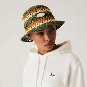 UrlfreezeShops Women Raffia Multi Stitch Bucket Hat - Madeira