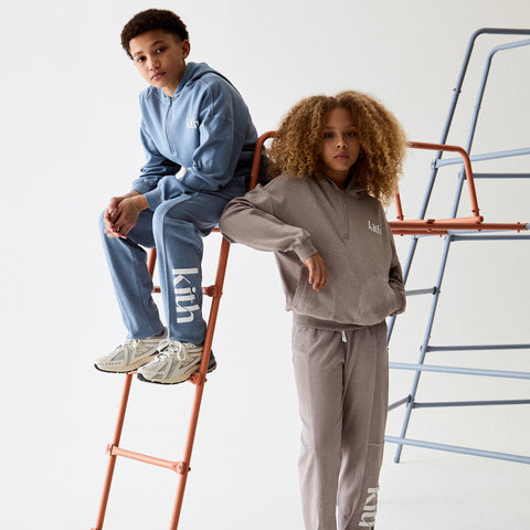 Activewear for kids including matching track suits from Kith Kids Spring Active 2024. 