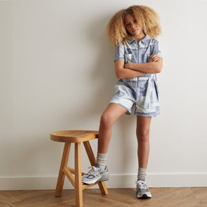 Kith Kids Washed Paisley Romper - Light Indigo